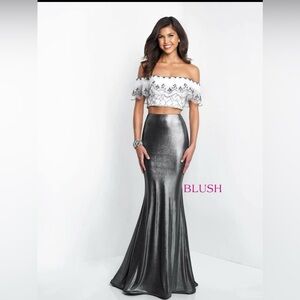 Blush brand black and white 2 piece gown